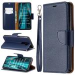 For Xiaomi Redmi Note 8 Pro Litchi Texture Pure Color Horizontal Flip PU Leather Case with Holder & Card Slots & Wallet & Lanyard(Dark Blue)