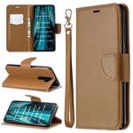 For Xiaomi Redmi Note 8 Pro Litchi Texture Pure Color Horizontal Flip PU Leather Case with Holder & Card Slots & Wallet & Lanyard(Brown)
