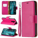 For Xiaomi Redmi Note 8 Pro Litchi Texture Pure Color Horizontal Flip PU Leather Case with Holder & Card Slots & Wallet & Lanyard(Rose Red)