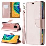 For Huawei Mate 30 Pro Litchi Texture Pure Color Horizontal Flip PU Leather Case with Holder & Card Slots & Wallet & Lanyard(Rose Gold)