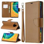 For Huawei Mate 30 Pro Litchi Texture Pure Color Horizontal Flip PU Leather Case with Holder & Card Slots & Wallet & Lanyard(Brown)