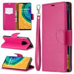 For Huawei Mate 30 Pro Litchi Texture Pure Color Horizontal Flip PU Leather Case with Holder & Card Slots & Wallet & Lanyard(Rose Red)