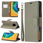 For Huawei Mate 30 Pro Litchi Texture Pure Color Horizontal Flip PU Leather Case with Holder & Card Slots & Wallet & Lanyard(Grey)