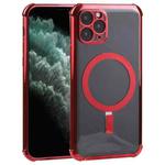 Straight Side Laser Plating Full Coverage Clear TPU Shockproof Magsafe Case For iPhone 11 (Red)