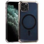 Straight Side Laser Plating Full Coverage Clear TPU Shockproof Magsafe Case For iPhone 11 Pro(Graphite Black)