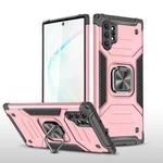 For Samsung Galaxy Note 10 Plus Magnetic Armor Shockproof TPU + PC Case with Metal Ring Holder(Rose Gold)