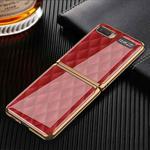 For Samsung Galaxy Z Flip 5G GKK Plating Glass + PC Foldable Painted Pattern Case(Red Grid)