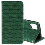 For Samsung Galaxy A12 Lucky Flowers Embossing Pattern Magnetic Horizontal Flip Leather Case with Holder & Card Slots(Green)
