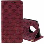 For Xiaomi Redmi Note 9 5G (CN Version) / Note 9T 5G Lucky Flowers Embossing Pattern Magnetic Horizontal Flip Leather Case with Holder & Card Slots(Wine Red)