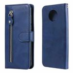 For Xiaomi Redmi Note 9 5G (CN Version) / Note 9T 5G Fashion Calf Texture Zipper Horizontal Flip Leather Case with Holder & Card Slots & Wallet(Blue)