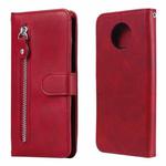 For Xiaomi Redmi Note 9 5G (CN Version) / Note 9T 5G Fashion Calf Texture Zipper Horizontal Flip Leather Case with Holder & Card Slots & Wallet(Red)