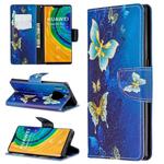 For Huawei Mate 30 Pro Colored Drawing Horizontal Flip Leather Case with Holder & Card Slots & Wallet(Golden Butterfly)