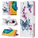 For Huawei Mate 30 Pro Colored Drawing Horizontal Flip Leather Case with Holder & Card Slots & Wallet(Peach Blossom Butterfly)