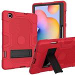 For Samsung Galaxy Tab S6 Lite P610 Contrast Color Robot Shockproof Silicone + PC Protective Case with Holder (Red Black)