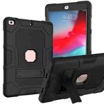 Contrast Color Robot Shockproof Silicone + PC Protective Case with Holder For iPad 9.7 (2018 / 2017)(Black)