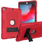Contrast Color Robot Shockproof Silicone + PC Protective Case with Holder For iPad 9.7 (2018 / 2017)(Red Black)