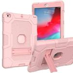 Contrast Color Robot Shockproof Silicone + PC Protective Case with Holder For iPad 9.7 (2018 / 2017)(Rose Gold)
