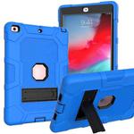 Contrast Color Robot Shockproof Silicone + PC Protective Case with Holder For iPad 9.7 (2018 / 2017)(Dark Blue Black)
