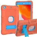 Contrast Color Robot Shockproof Silicone + PC Protective Case with Holder For iPad mini 5 / 4(Orange Blue)