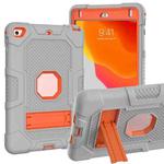 Contrast Color Robot Shockproof Silicone + PC Protective Case with Holder For iPad mini 5 / 4(Grey Orange)