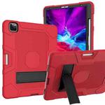 For iPad Pro 12.9 inch (2020) Contrast Color Robot Shockproof Silicone + PC Protective Tablet Case with Holder(Red Black)