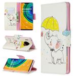 For Huawei Mate 30 Pro Colored Drawing Horizontal Flip Leather Case with Holder & Card Slots & Wallet(Umbrella Elephant)