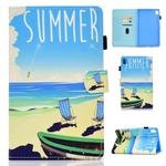 For Huawei MediaPad M6 10.8 Colored Drawing Stitching Horizontal Flip Leather Case, with Holder & Card Slots(Beach)