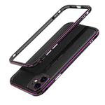 For iPhone 11 Aurora Series Lens Protector + Metal Frame Protective Case (Black Purple)