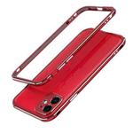 For iPhone 11 Pro Max Aurora Series Lens Protector + Metal Frame Protective Case (Red)