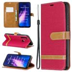 For Xiaomi Redmi Note 8 Color Matching Denim Texture Horizontal Flip Leather Case with Holder & Card Slots & Wallet & Lanyard(Red)