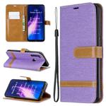 For Xiaomi Redmi Note 8 Color Matching Denim Texture Horizontal Flip Leather Case with Holder & Card Slots & Wallet & Lanyard(Purple)