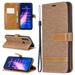 For Xiaomi Redmi Note 8 Color Matching Denim Texture Horizontal Flip Leather Case with Holder & Card Slots & Wallet & Lanyard(Brown)