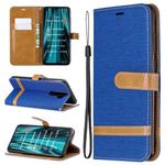 For Xiaomi Redmi Note 8 Pro Color Matching Denim Texture Horizontal Flip Leather Case with Holder & Card Slots & Wallet & Lanyard(Royal Blue)