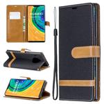 For Huawei Mate 30 Pro Color Matching Denim Texture Horizontal Flip Leather Case with Holder & Card Slots & Wallet & Lanyard(Black)
