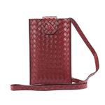 Braided Packing Simple High-end Mobile Phone Bag with Lanyard, Suitable for 6.7 inch Smartphones(Maroon)