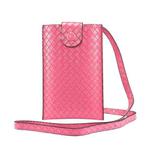 Braided Packing Simple High-end Mobile Phone Bag with Lanyard, Suitable for 6.7 inch Smartphones(Rose Red)