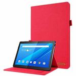 For Lenovo Tab P10 Horizontal Flip TPU + Fabric PU Leather Protective Case with Name Card Clip(Red)