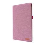 For Lenovo Tab P11 Horizontal Flip TPU + Fabric PU Leather Protective Case with Name Card Clip(Rose Red)