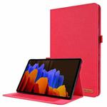For Samsung Galaxy Tab S8+ / Tab S8 Plus /  Tab S7 FE / Tab S7+ / T970 Horizontal Flip TPU + Fabric PU Leather Protective Case with Name Card Clip(Red)