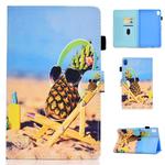 For Huawei MediaPad M6 10.8 Colored Drawing Stitching Horizontal Flip Leather Case, with Holder & Card Slots(Pineapple)