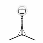 L06 Portable Bluetooth Tripod Selfie Stick with 8 inch Ring Light(Black)