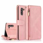 For Samsung Galaxy Note10 Skin-feel Crazy Horse Texture Zipper Wallet Bag Horizontal Flip Leather Case with Holder & Card Slots & Wallet & Lanyard(Rose Gold)