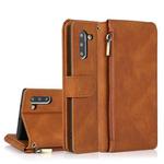 For Samsung Galaxy Note10 Skin-feel Crazy Horse Texture Zipper Wallet Bag Horizontal Flip Leather Case with Holder & Card Slots & Wallet & Lanyard(Brown)