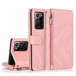 For Samsung Galaxy Note20 Ultra Skin-feel Crazy Horse Texture Zipper Wallet Bag Horizontal Flip Leather Case with Holder & Card Slots & Wallet & Lanyard(Rose Gold)