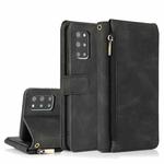 For Samsung Galaxy S20+ Skin-feel Crazy Horse Texture Zipper Wallet Bag Horizontal Flip Leather Case with Holder & Card Slots & Wallet & Lanyard(Black)