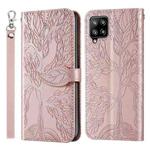 For Samsung Galaxy A42 5G Life of Tree Embossing Pattern Horizontal Flip Leather Case with Holder & Card Slot & Wallet & Photo Frame & Lanyard(Rose Gold)