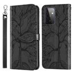 For Samsung Galaxy A72 5G / 4G Life of Tree Embossing Pattern Horizontal Flip Leather Case with Holder & Card Slot & Wallet & Photo Frame & Lanyard(Black)