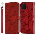 For Samsung Galaxy A81 Life of Tree Embossing Pattern Horizontal Flip Leather Case with Holder & Card Slot & Wallet & Photo Frame & Lanyard(Red)