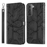 For Samsung Galaxy S21 5G Life of Tree Embossing Pattern Horizontal Flip Leather Case with Holder & Card Slot & Wallet & Photo Frame & Lanyard(Black)