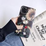 For iPhone 11 Flower Series Painting Shockproof Multi-functional Invisible Ring Holder Protective Case with Vehicle Magnetic Sheet(Yellow)